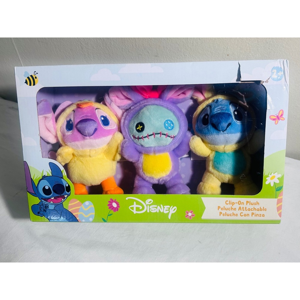 Disney Stitch Angel Scrump 3pc Clip On Plush Bag Charms Keychain NEW Gift Set